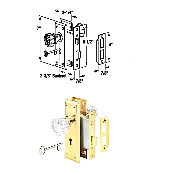 PrimeLine/SlideCo E2311 Mortise Lock Set Assembly ~ Glass Knobs