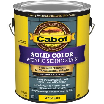 Cabot 140.0000801.007 Solid Color Acrylic Decking Stain, White Base ~ Gallon