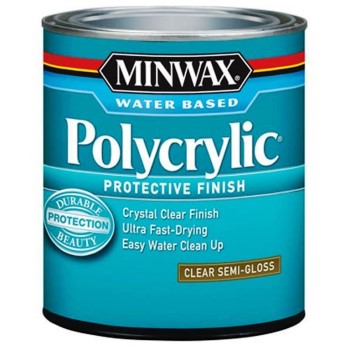 Minwax 64444 Polycrylic Protective Finish, Clear Semi-Gloss ~ Quart