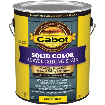 Cabot 01-0806 Solid Color Acrylic Siding Stain,  Neutral Base ~ Gallon
