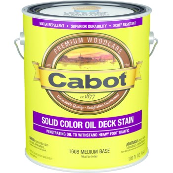 Cabot 01-1608 Solid Color Oil Decking Stain, Medium Base ~ Gallon
