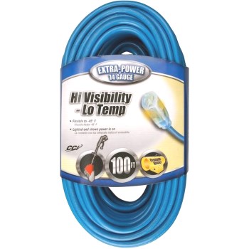 Coleman Cable 02469 Indoor/Outdoor 14/3 Extension Cord, Blue ~ 100 Ft
