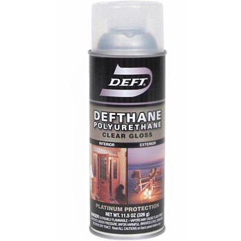 Deft 02013 Defthane Polyurethane Interior/Exterior Spray Finish,  Clear Gloss  ~ 11.5 oz Cans