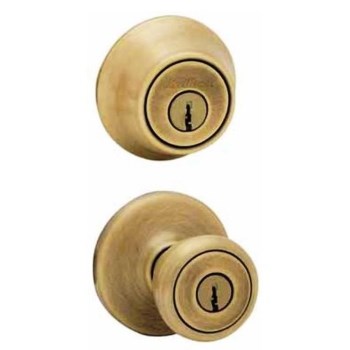 Kwikset 96900-254 Tylo Combo Lockset, Antique Brass Finish ~ Keyed for Exterior Doors