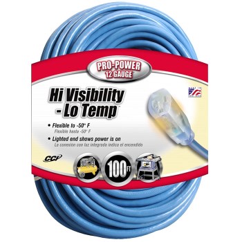Coleman Cable 02569 Indoor/Outdoor 12/3  Extension Cord, Blue ~ 100 Ft