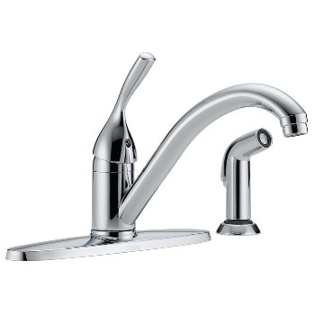 Delta Faucet 400-DST Single Handle Kitchen Faucet w/Spray ~ Chrome Finish