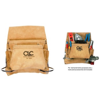 CLC 1823X Carpenter&#39;s Suede Leather Nail &amp; Tool Bag ~ 8 Pocket