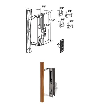PrimeLine/SlideCo C1032 Sliding Door Handle/Lock - Black with Wood Handle