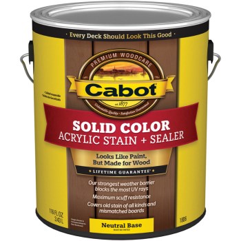 Cabot 140.0001806.007 Solid Color Acrylic Deck Stain, Neutral Base ~ Gallon