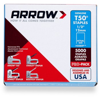 Arrow Fastener 5081P Staples - T50 Arrow Staple - 1/2 inch