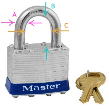 MasterLock 1KA 2402 Master Padlock, Laminated Steel Pin tumbler ~ Key  # 2402