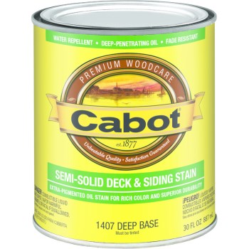 Cabot 140.0001407.005 Decking &amp; Siding Stain, Semi-Solid Deep Base/Qrt
