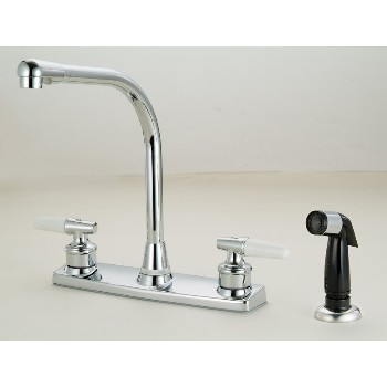 Hardware House  123334 Two Handle Kitchen Faucet w/Spray,  Chrome Finish ~ 8&quot; Ctr
