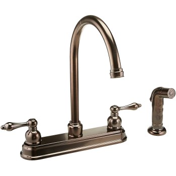 Hardware House  122672 Bismark Design Two-Handle Kitchen Faucet, Classic Bronze Finish w/Spray