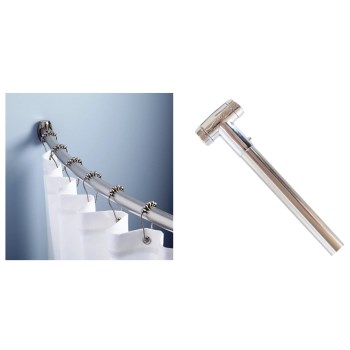 Hardware House  162767 Curved Shower Rod,  Chrome Finish ~ Adjusts 45&quot; to 72&quot;