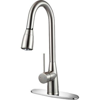 Hardware House  163002 Gooseneck Kitchen Faucet ~ Brushed Nickel