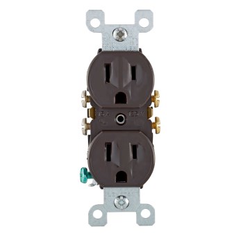 Leviton 302-5320-CP Grounded 2 Pole -3 Wire Duplex Receptacles, Brown