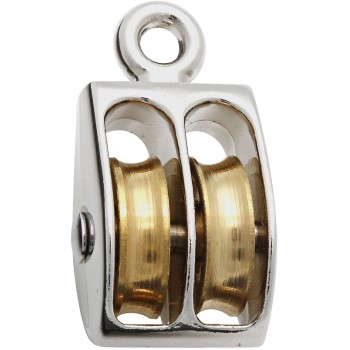 National 243600 Fixed Double Pulley,  Nickel Finish ~  3/4&quot;