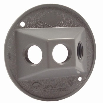 Hubbell/Raco 5197-0 Round Cluster Cover, Weather Proof Three Hole Gray