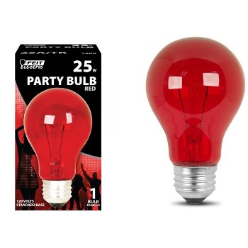 Feit Elec. 25A/TR Party Light Bulb, Red ~ Volt 25 Watt