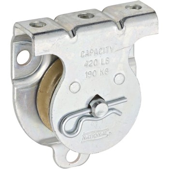 National 233247 Wall or Ceiling Mount Single Pulley, Zinc Plated ~ 1-1/2&quot;