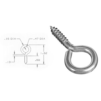National 220475 Screw Eye, Stainless Steel ~ 1-5/8&quot;