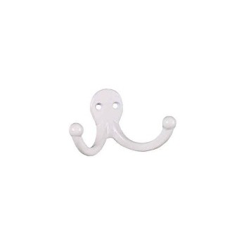 National 248385 Double Clothes Hook - White