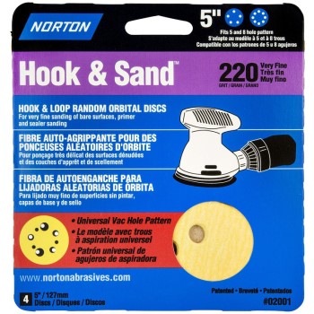Norton 07660702001 02001 220 5x5 8 Hole Sand Disc