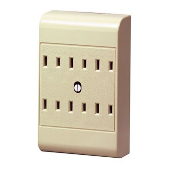 Leviton L01-49687-I Non-Grounded 6 Outlet Adapter ~ Ivory