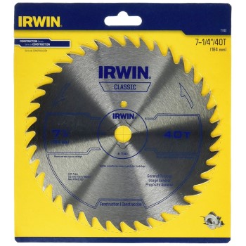 Irwin 11140 Corded Steel Circular Saw Blade ~ 7 1/4 &quot;  40T