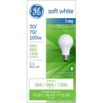 GE 97493 3-Way Bulb, 30/70/100 watt