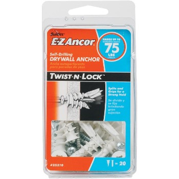 ITW/Ramset 25210 Twist-N-Lock&#226;&#8222;&#162;  Drywall Anchor, 75 lb Load Limit ~  Pack of 20