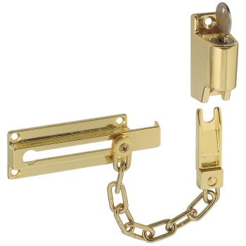 National 183582 Brass Finish  Keyed Chain Door Lock
