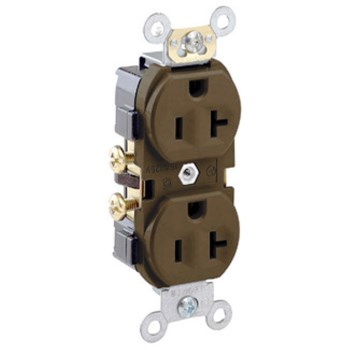 Leviton CR20-S Duplex Grounded Outlet, Brown