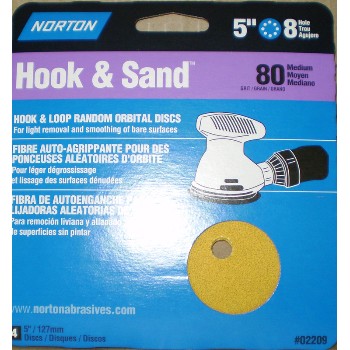 Norton 07660702209 02209 5x8 80 Hook &amp; Sand Disc