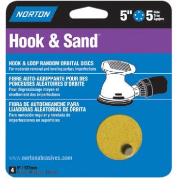 Norton 02207 Hook &amp; Sand Disks, 5 Holes - 80 Grit ~ 5&quot; x 5&quot;