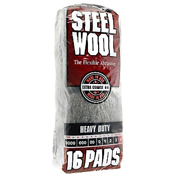 RA/Homax   106607-06 Steel Wool Pads, #4 Coarse, HD ~ 16 Pads/Pack