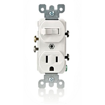 Leviton 109-5225-WSP Quiet Switch &amp; Grounding Outlet Combo - White