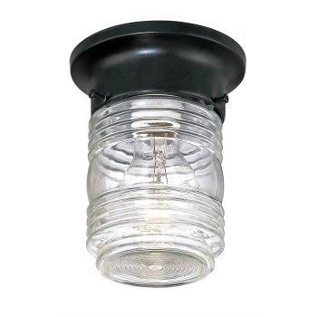 Hardware House  544742 Jelly Jar Style Outdoor Ceiling Light Fixture,  Black ~ Approx  6&quot; x 4-3/4&quot;