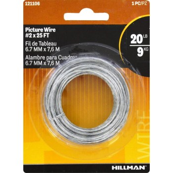 Hillman  121106 Braided #2  Picture Hanging Wire,  Galvanized  ~ 25 Ft