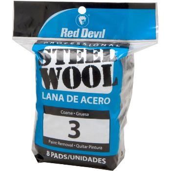 Red Devil 0326 Steel Wool #3, 8 pads