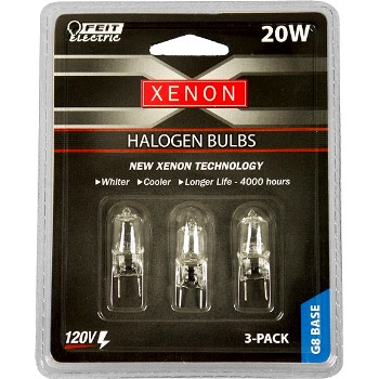 Feit Elec. BPXN20/G8/3 Light Bulb, Xenon Halogen ~ 120v/20w
