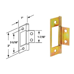 PrimeLine/SlideCo N6656 Bi-Fold Door  Non-Mortise Hinge,  Brass Plated ~  1" x 3"