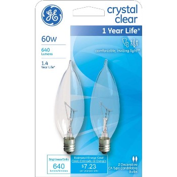General Electric  66107 Bent Tip CA10 Decorative Bulb - 60 watt ~ Clear