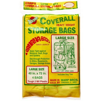 Warp Bros CB-40 Oversized Storage Bags, Yellow ~  40&quot; W x 72&quot; L x 2 Mil