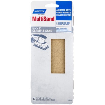 Norton 076607483355 Sanding Sheets, Assorted Grits ~ 3 2/3 x 9 inches