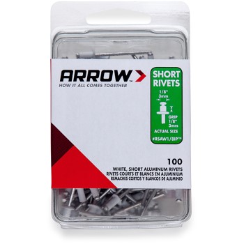 Arrow Fastener RSAW1/8IP Rivets, White Short Aluminum ~ 1/8&quot;