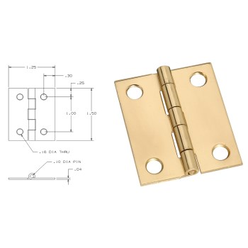 National 211359 Decorative Broad Hinges, Brass Finish ~ 1.5&quot; x 1.25&quot;