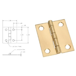 National 211359 Decorative Broad Hinges, Brass Finish ~ 1.5" x 1.25"