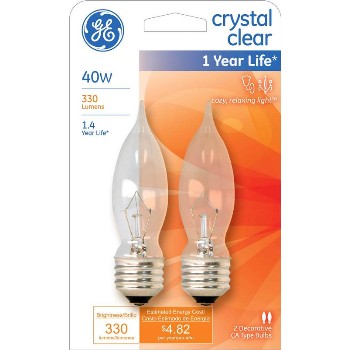 General Electric  66109 Bent Tip CA10 Decorative Bulb - 40 watt ~ Clear